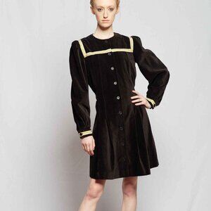 Batsheva Duvall Floral-Trim Velvet Mini Dress